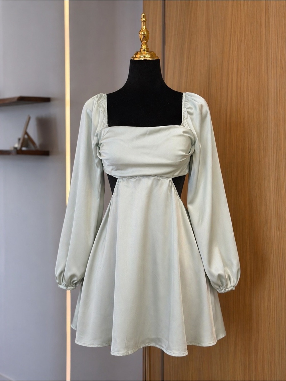Hello Molly Sage Green Long Sleeve Mini Dress | Garden Muse